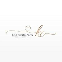 Initial KC feminine logo collections template. handwriting logo of initial signature, wedding, fashion, jewerly, boutique, floral and botanical with creative template for any company or business. vector