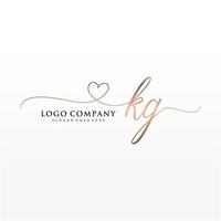 Initial KG feminine logo collections template. handwriting logo of initial signature, wedding, fashion, jewerly, boutique, floral and botanical with creative template for any company or business. vector