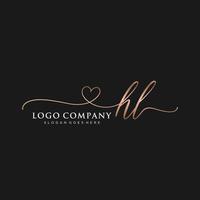 Initial HL feminine logo collections template. handwriting logo of initial signature, wedding, fashion, jewerly, boutique, floral and botanical with creative template for any company or business. vector