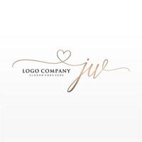 Initial JW feminine logo collections template. handwriting logo of initial signature, wedding, fashion, jewerly, boutique, floral and botanical with creative template for any company or business. vector