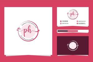 Initial PH Feminine logo collections and business card template Premium Vector
