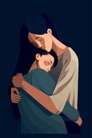 mothers day woman hugging daughter vector