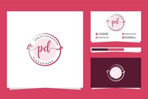 inicial pd femenino logo colecciones y negocio tarjeta modelo prima vector