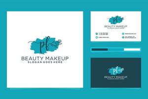 Initial PF Feminine logo collections and business card template Premium Vector