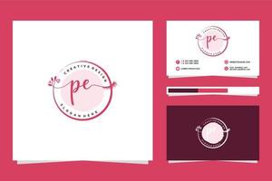 Initial PE Feminine logo collections and business card template Premium Vector