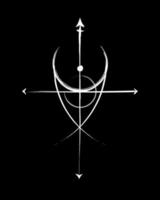 Sigil of Protection. Divine Magical Amulets. Sacred Geometry, religious symbol. Hand drawing tattoo, logos and prints, direction of fortune. Vector icon isolated on black background