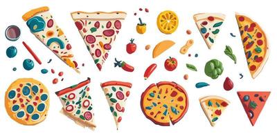 queso y pepperoni Pizza en un blanco fondo, plano vector gráfico diseño