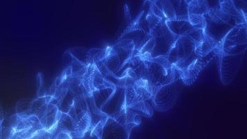 abstrato azul energia ondas a partir de futurista oi-tech malha partículas brilhando fundo, 4k vídeo, 60. fps video