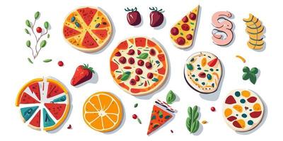 Colorful Pizza Slices in a Box, Flat Vector Graphic Design