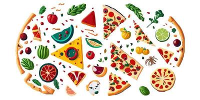 delicioso pepperoni y seta Pizza en un lámina, plano vector ilustración