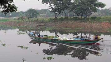 Dhaka Bangladesh 23th june high angle view of Buriganga river and boats video