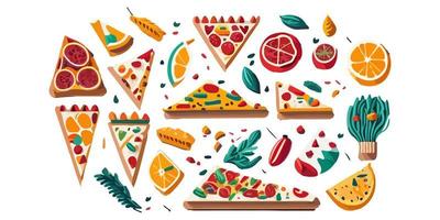 añadir algunos ánimo a tu diseño con estos apetitoso plano vector pizzas