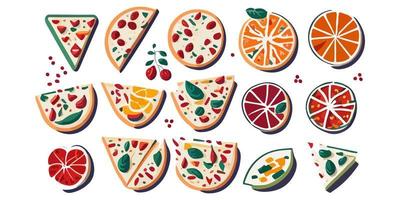 Add some color to your design with these flat vector pizza slices