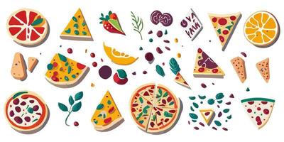 crear un Agua en la boca diseño con estos plano vector Pizza gráficos