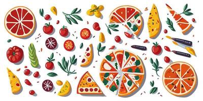 Create a mouth-watering design with these flat vector pizza illustrations