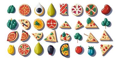 Cook up some tasty design ideas with these flat vector pizza illustrations