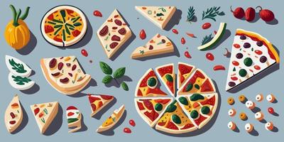 Flat vector pizza graphics to make your designs stand out