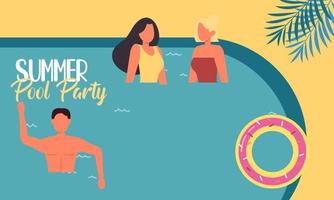 Summer pool party invitation illustration vector