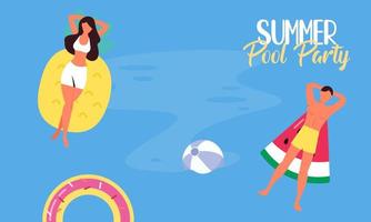 Summer pool party invitation illustration vector