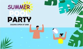 Summer pool party invitation illustration vector