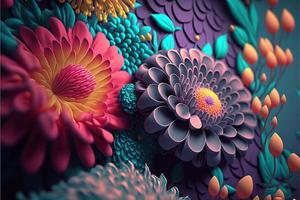 A Colorful Abstract Floral Background with Realistic Detail photo
