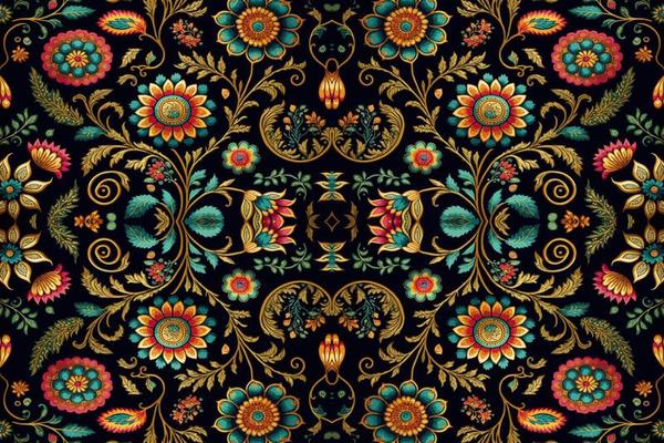 Ethnic floral seamless pattern colorful background. Abstract traditional folk antique tribal graphic line. Texture textile fabric Indian patterns. Ornate elegant luxury vintage retro style.