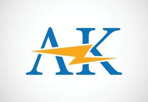 Initial AK Letter logo design, Vector design concept