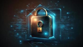 Cyber security.Digital padlock icon photo