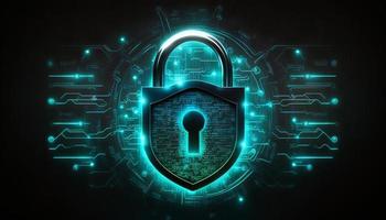 Cyber security.Digital padlock icon photo