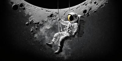 Astronaut Hanging on the Moon photo