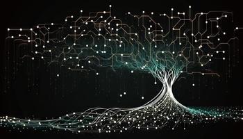 The Flow of Binary Code Through Interconnected Nodes photo