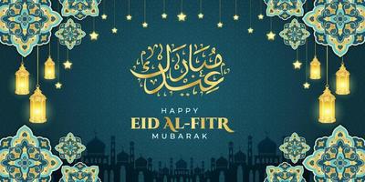 Eid al fitr mubarak greeting, Islamic ornament template for background, banner, poster, cover design, envelope, social media feed. Ramadan Kareem and eid mubarak 2023 concept vector