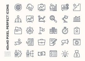 Simple set of Finance and business icon set. Contains such Icons as Info graphic, Cloud, Briefcase , Document, Money. Editable stroke vector