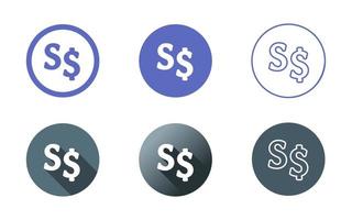 Singapore Dollar Symbol Icon Set vector