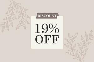 19 percent Sale and discount labels. price off tag icon flat design. vector