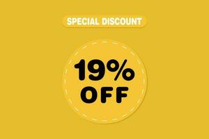 19 percent Sale and discount labels. price off tag icon flat design. vector