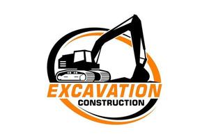 Excavator logo template vector. Heavy equipment logo vector for construction company.