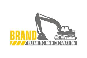 Excavator logo template vector. Heavy equipment logo vector for construction company.