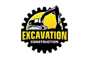 Excavator logo template vector. Heavy equipment logo vector for construction company.