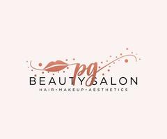 Initial PG feminine logo collections template. handwriting logo of initial signature, wedding, fashion, jewerly, boutique, floral and botanical with creative template for any company or business. vector