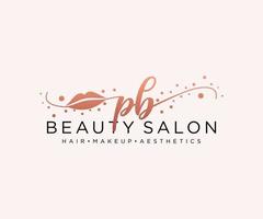 Initial PB feminine logo collections template. handwriting logo of initial signature, wedding, fashion, jewerly, boutique, floral and botanical with creative template for any company or business. vector