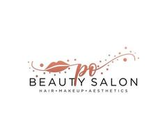 Initial PO feminine logo collections template. handwriting logo of initial signature, wedding, fashion, jewerly, boutique, floral and botanical with creative template for any company or business. vector