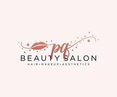 Initial PQ feminine logo collections template. handwriting logo of initial signature, wedding, fashion, jewerly, boutique, floral and botanical with creative template for any company or business. vector