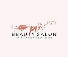 Initial PV feminine logo collections template. handwriting logo of initial signature, wedding, fashion, jewerly, boutique, floral and botanical with creative template for any company or business. vector