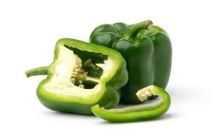 green sweet bell pepper isolate on white backgroud photo