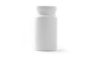 blank plastic bottle medicine isolate on white background photo