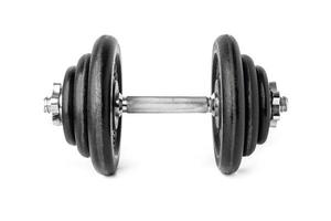 black metal dumbbell isolate on white background photo