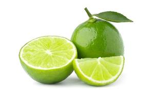 lime with half and leaf isolate on white background photo