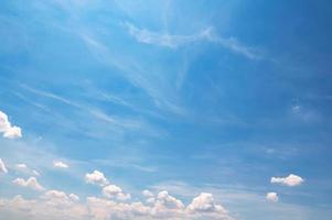 blue sky with white fluffy cloud, landscape background photo