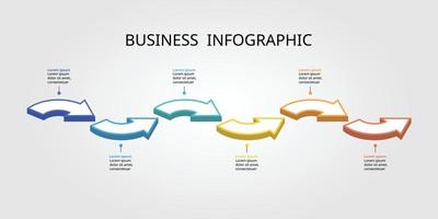 timeline arrow step chart template for infographic for presentation for 6 element vector